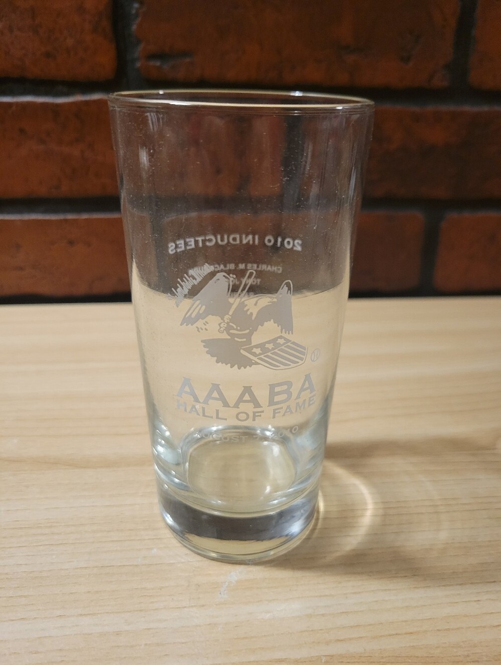 AAABA Hall of Fame 2010 Johnstown, PA Drink Glass